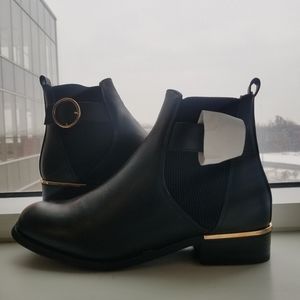 Yoki Metal Accent Faux Leather Boots